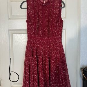 Elegant Red Floral Dress